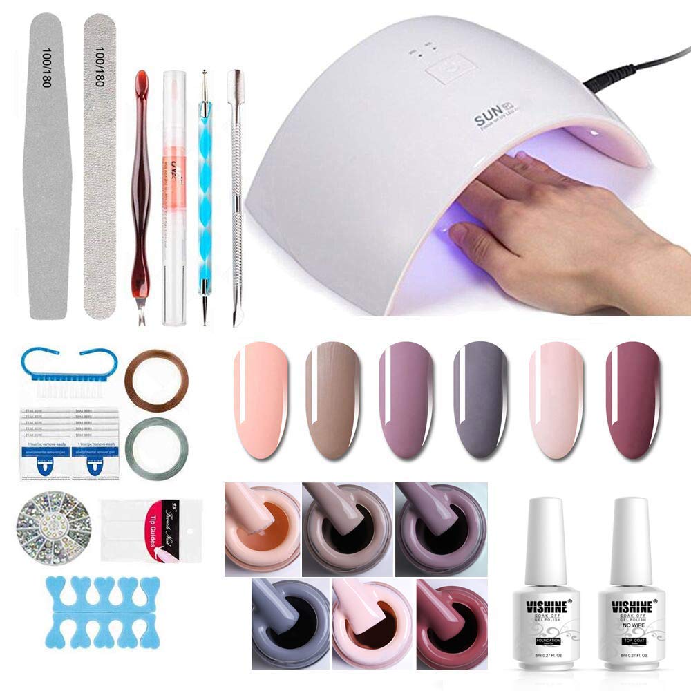psykologisk Happening kontakt Gel Nail Polish UV LED Light Starter Kit - 6 Nude Colors Base Top Coat –  VishineGelPolish